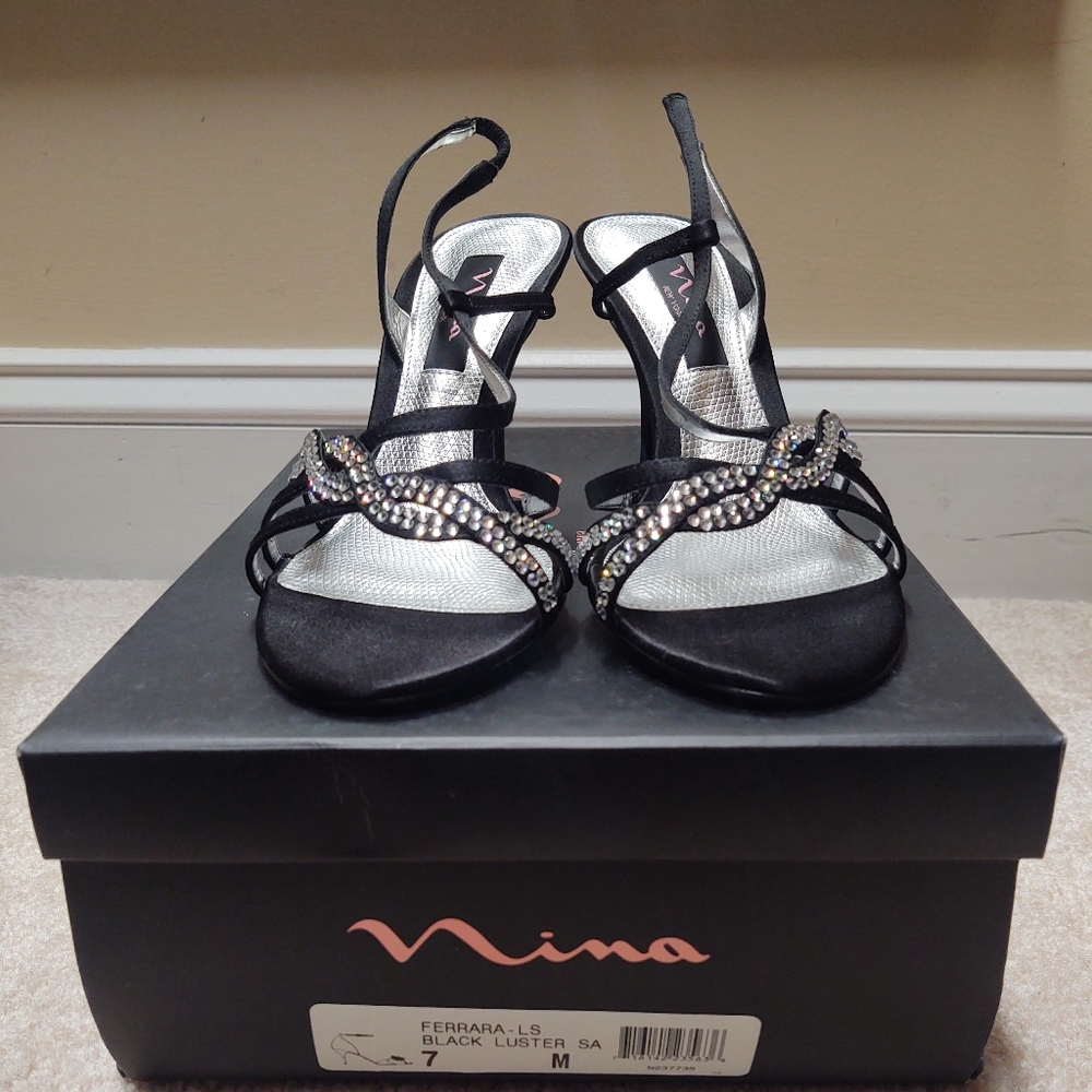 Nina Gathi Black Luster Sandal